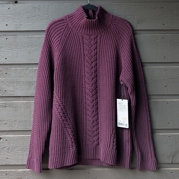 NWT Bring the Cozy Turtleneck Sweater Burgundy Cable Knit Size 12 - Picture 10 of 10